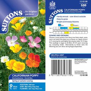 Suttons Californian Poppy Seeds - Vivid Mix