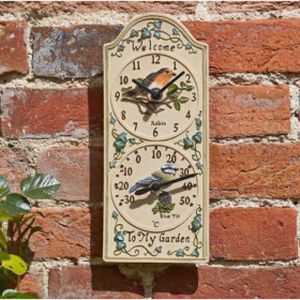 Smart Garden Outside In Birdberry Wall Clock & Thermometer