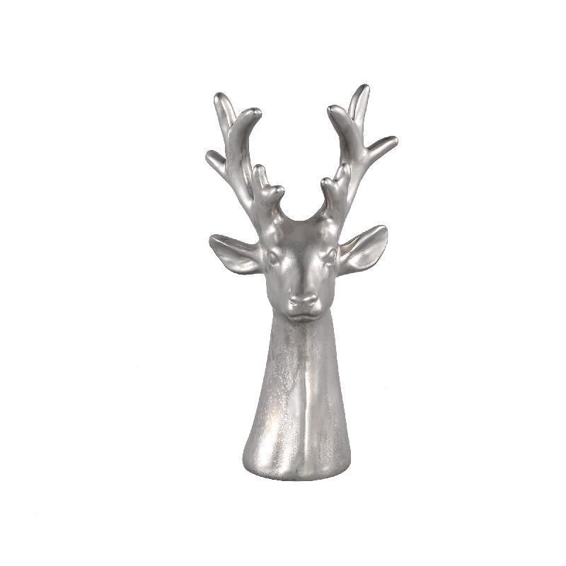PTMD Xmas Carol Silver Deer Ceramic Statue Small - Coolings Garden Centre