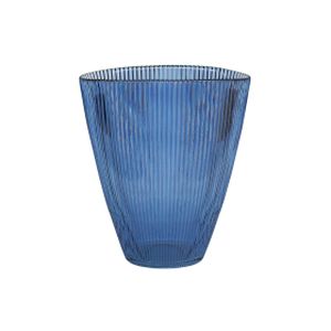 Ivyline Navy Ribbed Vase H24.5cm W21.5cm